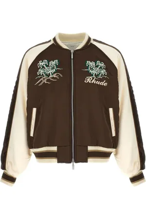 Rhude Jassen, Heren, Bruin, M, Polyester, Crepe Satin Souvenir Bomberjack