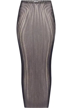 Jean Paul Gaultier Rokken, Dames, Zwart, M, Zwarte Spiraal Mesh Lange Rok