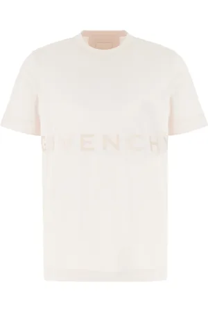 Givenchy Tops, Heren, Roze, 2Xl, Katoen, 4G Geborduurd T-shirt met ronde hals