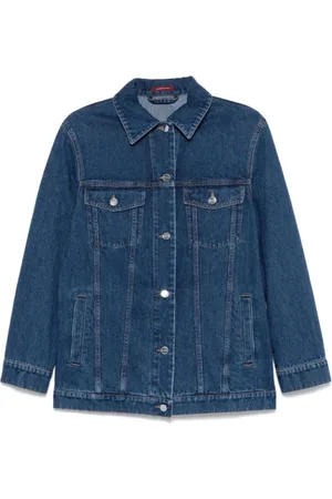 Gucci Jassen, Dames, Blauw, S, Denim, Denim Logo Jas met Contraststiksels