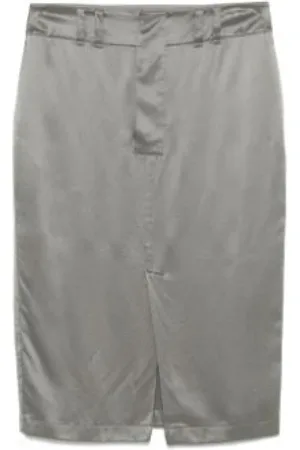 Saint Laurent Rokken, Dames, Grijs, M, Zijde Grijze Rok