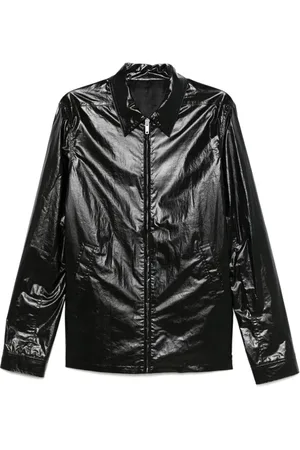 Rick Owens Jassen, Heren, Zwart, L, Katoen, Zwarte zwarte bovenkleding met ritssluiting en zakken met studs