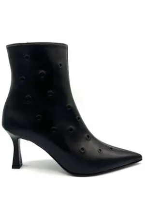 ROBERTO FESTA Schoenen, Dames, Zwart, 37 EU, Leer, Zwarte leren enkelboot met studs