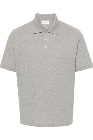 Saint Laurent Tops, Heren, Grijs, L, Katoen, Piqué polo shirt van katoenmix