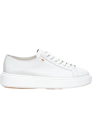 santoni Schoenen, Dames, Wit, 37 1/2 EU, Leer, Leren Sneakers met Sluiting aan de Voorkant