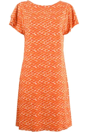 RRD Kleedjes, Dames, Oranje, XL, Polyester, Korte Jurk Abstract Patroon