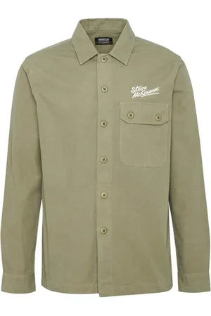 Barbour Jassen, Heren, Groen, L, Katoen, Groene Katoenen Overshirt Steve Mc Queen Handtekening