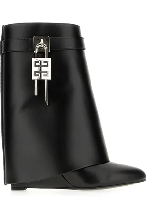Givenchy Schoenen, Dames, Zwart, 38 1/2 EU, Leer, Shark Lock Enkellaarsjes
