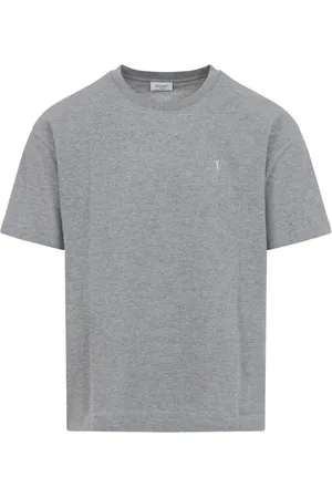 Saint Laurent Tops, Heren, Grijs, S, Katoen, Cotton Tee