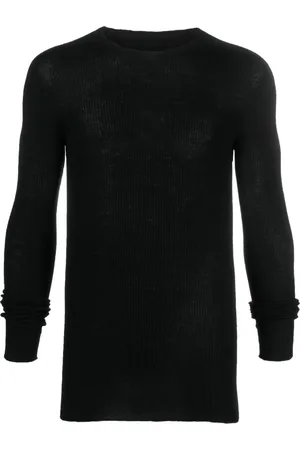 Rick Owens Truien, Heren, Zwart, L, Wol, Ronde Hals Trui