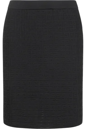 Givenchy Rokken, Dames, Zwart, M, Zwarte Ribgebreide Rok met Split aan de Achterkant