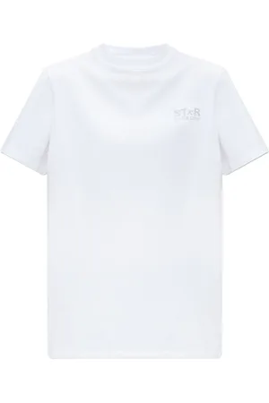 Golden Goose Tops, Dames, Wit, S, Katoen, T-shirt van katoen met logo-print