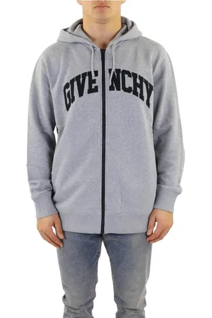 Givenchy Sweatshirts & Hoodies, Heren, Grijs, L, Katoen, Klassieke Fit Hoodie met Rits