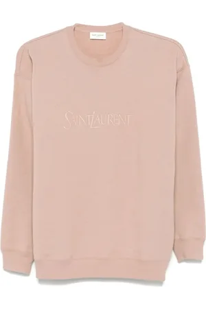 Saint Laurent Sweatshirts & Hoodies, Dames, Roze, S, Katoen, Roze Sweatshirt met Geborduurd Logo