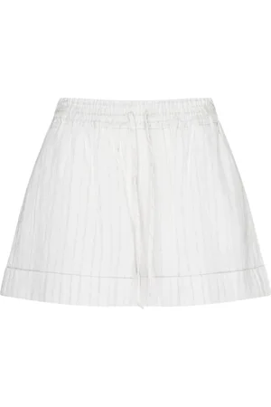 Twin-Set Korte broeken, Dames, Wit, S, Katoen, Witte Gestreepte Katoenen Linnen Shorts