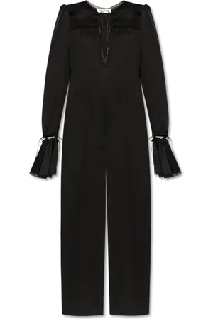Saint Laurent Jumpsuits & Playsuits, Dames, Zwart, L, Zijden Jumpsuit met Kant