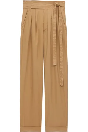 Saint Laurent Broeken, Dames, , M, Katoen, Broek met Omgeslagen Boorden