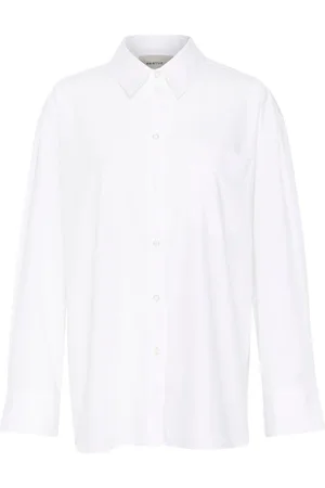 Gestuz Blouses & Shirts, Dames, Wit, S, Katoen, Klassiek Oversized Overhemd Helderwit