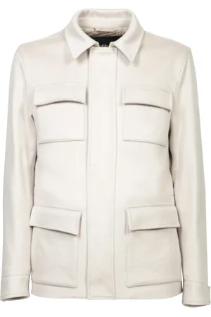 HERNO Jassen, Heren, Wit, M, Kasjmier, Elegante Ivoorkleurige Kasjmier Jas