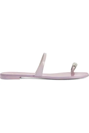 Giuseppe Zanotti Schoenen, Dames, Paars, 36 EU, Leer, Nuvo Roll Flat Sandaal