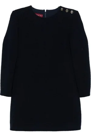 Gucci Kleedjes, Dames, Blauw, S, Wol, Wollen Bouclé Jurk