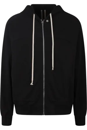 Rick Owens Sweatshirts & Hoodies, Heren, Zwart, L, Katoen, Cotton Jersey Zip-Up Hoodie