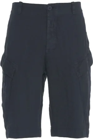 TRANSIT Korte broeken, Heren, Blauw, L, Linnen, Blauwe Linnen Cargoshorts Stijlvol Model