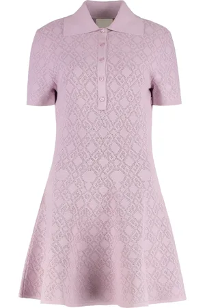 Givenchy Kleedjes, Dames, Roze, M, Polyester, Uitlopende Jacquard Gebreide Mini-Jurk