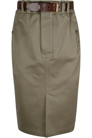 Saint Laurent Rokken, Dames, Bruin, M, Katoen, Saharienne Midi Rok