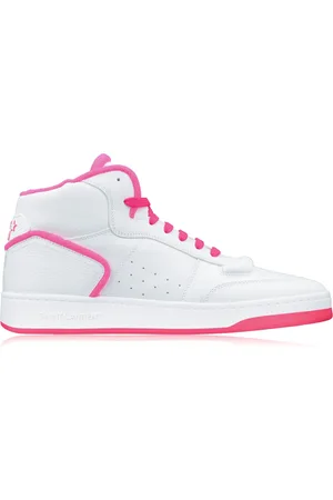 Saint Laurent Schoenen, Heren, Wit, 41 EU, Leer, Lace-Up High Top Leren Sneakers