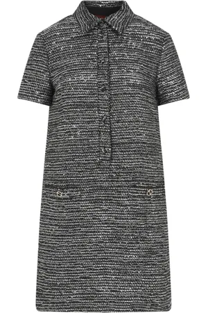 Gucci Kleedjes, Dames, Zwart, S, Tweed, Gestreept Tweed Lamé Mini-jurk