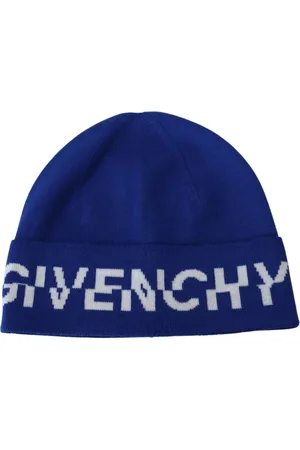 Givenchy Accessoires, Heren, Blauw, ONE Size, Wol, Logo Beanie Muts