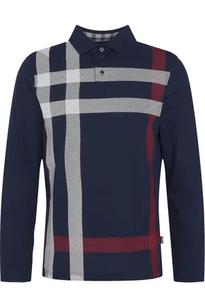 Barbour Tops, Heren, Blauw, S, Katoen, Tartan Poloshirt met Lange Mouwen