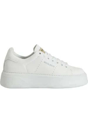 Woolrich Schoenen, Dames, Wit, 38 1/2 EU, Witte Leren Sneakers met Veters