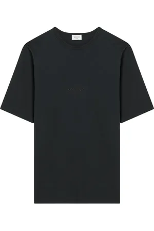 Saint Laurent Tops, Heren, Zwart, L, Katoen, T-shirt met korte mouwen en ronde hals
