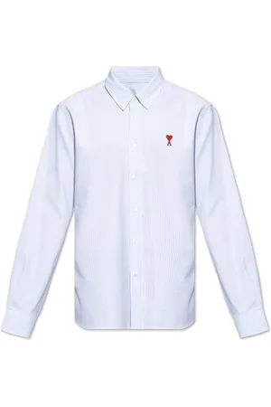 Ami Overhemden, Heren, Blauw, XL, Katoen, Overhemd met Logo