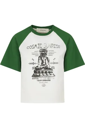 Golden Goose Tops, Dames, Veelkleurig, M, Katoen, Journey Raglan T-shirt met Print