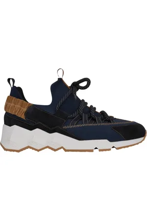Pierre Hardy Schoenen, Heren, Blauw, 42 EU, Leer, Nylon Trek Sneakers met Grafisch Leer