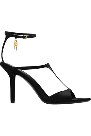 Givenchy Schoenen, Dames, Zwart, 37 1/2 EU, Leer, G Lock Sandalen met Hak