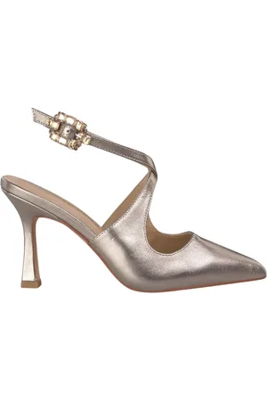 Alma en Pena Schoenen, Dames, Geel, 36 EU, Gevlochten band hak schoen