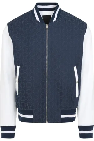 Givenchy Jassen, Heren, Blauw, L, Katoen, Monogram-jacquard Bomberjack