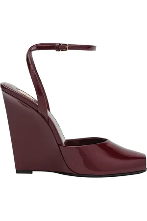 Saint Laurent Schoenen, Dames, Rood, 37 EU, Leer, Sandalen met lage hak Orhand