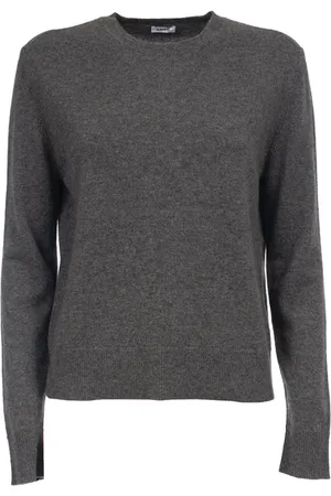 Aspesi Truien, Dames, Grijs, S, Pure Cashmere Ribgebreide Trui