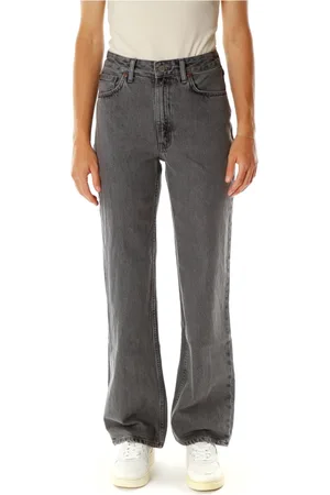 Nudie Jeans Jeans, Dames, Grijs, W25 L30, Denim, Wide Leg High Waist Jeans