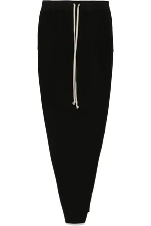 Rick Owens Rokken, Dames, Zwart, M, Katoen, Zwarte Katoenen Rok met Trekkoord in de Taille