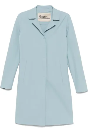 HERNO Mantels, Dames, Blauw, 2Xl, Lichtblauwe Jas met Reverskraag