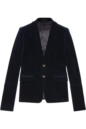Gucci Jassen, Heren, Blauw, M, Katoen, blazer met afneembare mouwen en enkele rij knopen