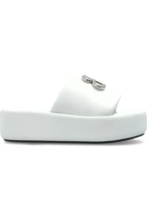 Balenciaga Schoenen, Dames, Wit, 39 EU, Leer, Rise Bb Embellished Platform Sandalen