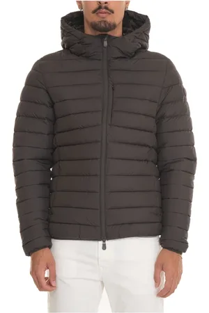 save the duck Jassen, Heren, Bruin, S, Polyester, Gewatteerde Harrington Jas met Capuchon