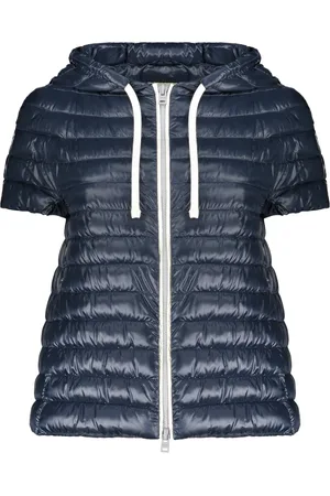 HERNO Jassen, Dames, Blauw, L, Polyester, Korte Mouw Gewatteerde Jas met Capuchon